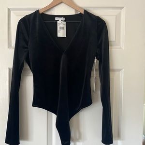 Velvet long sleeve bodysuit